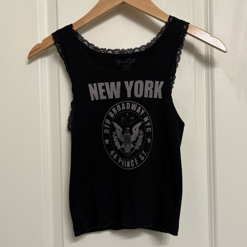 John Galt Black Lace Trim New York Tank Top